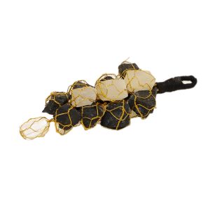 SELENITE AND BLACK TOURMALINE HANGING